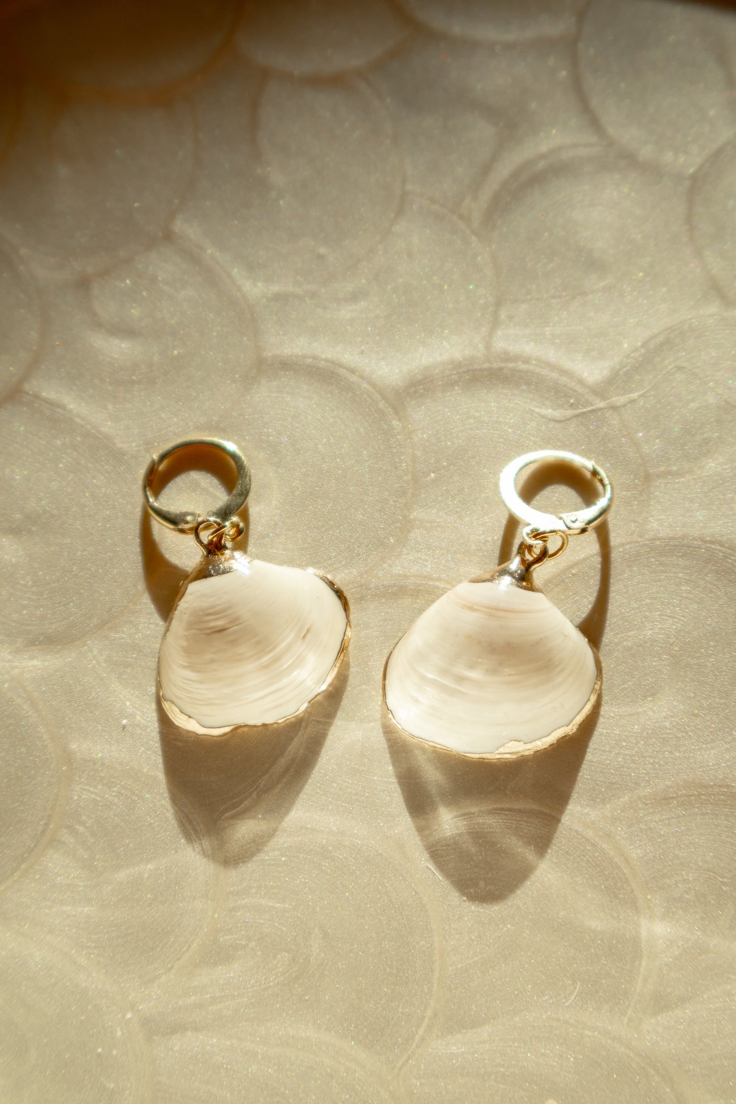 Gold Dipped Smooth Shell Huggie Hoop Earrings