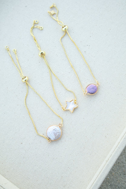 Abalone Pearl Pull Chain Bracelet