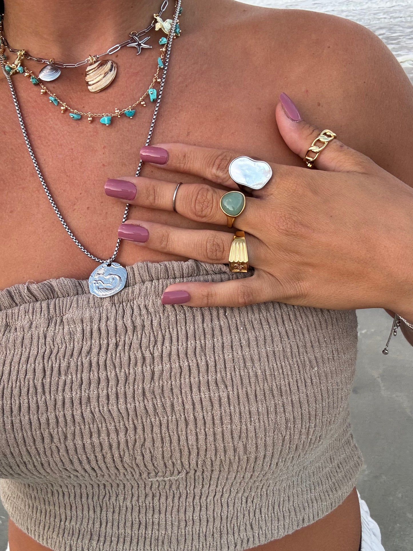 Art Deco Pearl Shell Ring