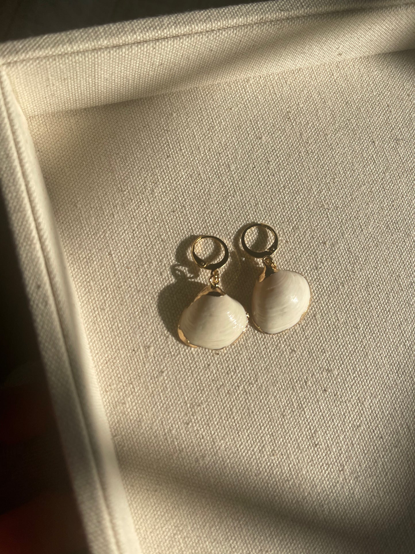 Gold Dipped Smooth Shell Huggie Hoop Earrings