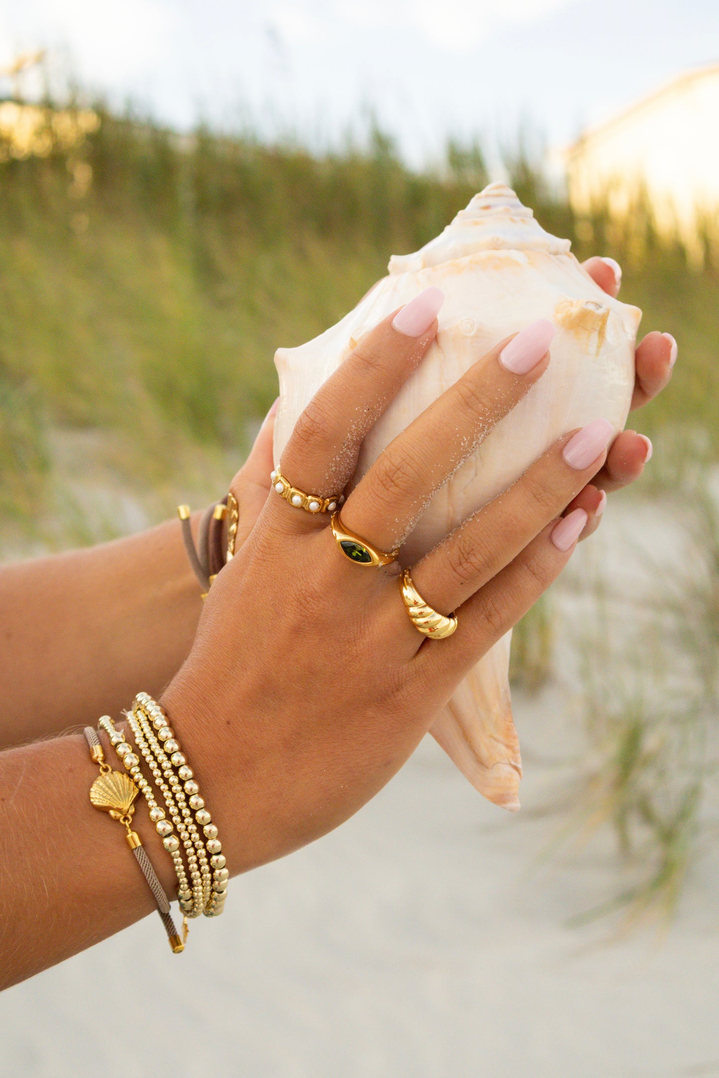 Gold Pearl Infinity Ring