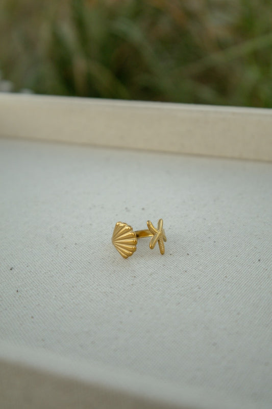 Starfish and Shell Ring