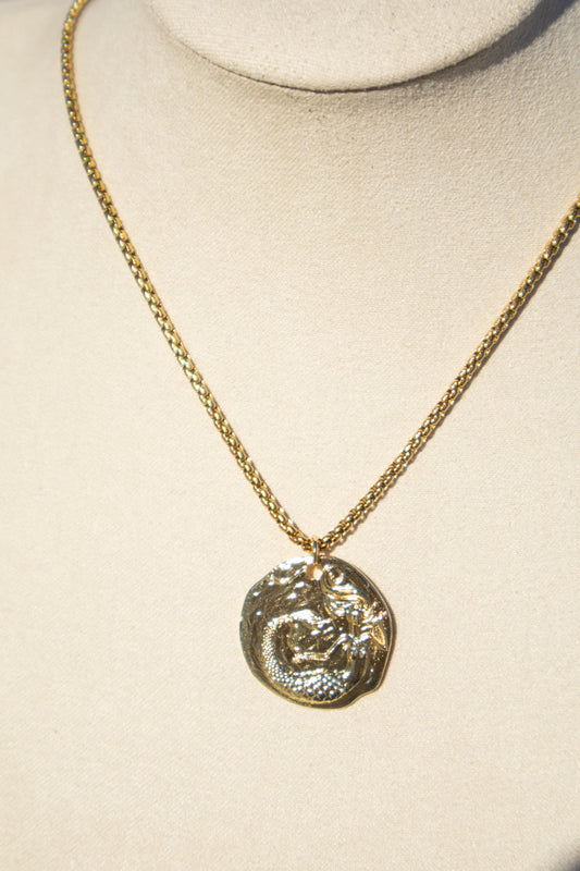 Gold Siren Coin Necklace