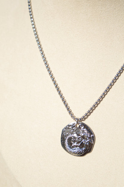 Silver Siren Coin Necklace