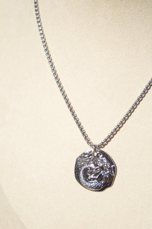 Silver Siren Coin Necklace